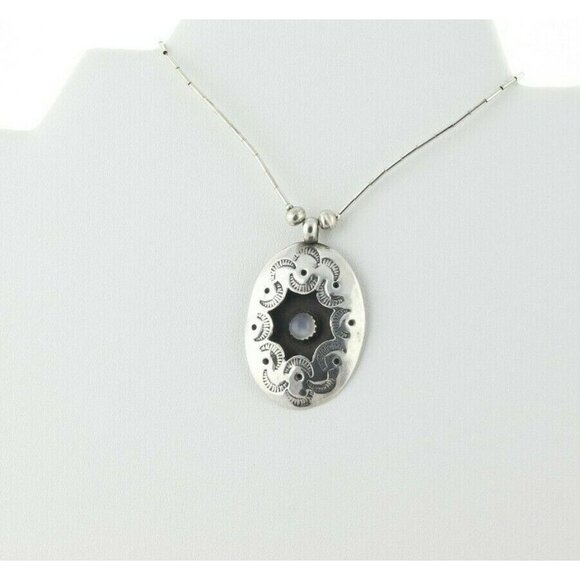 Sterling Silver Moonstone Liquid Beads Necklace 18 inch - Picture 7 of 8